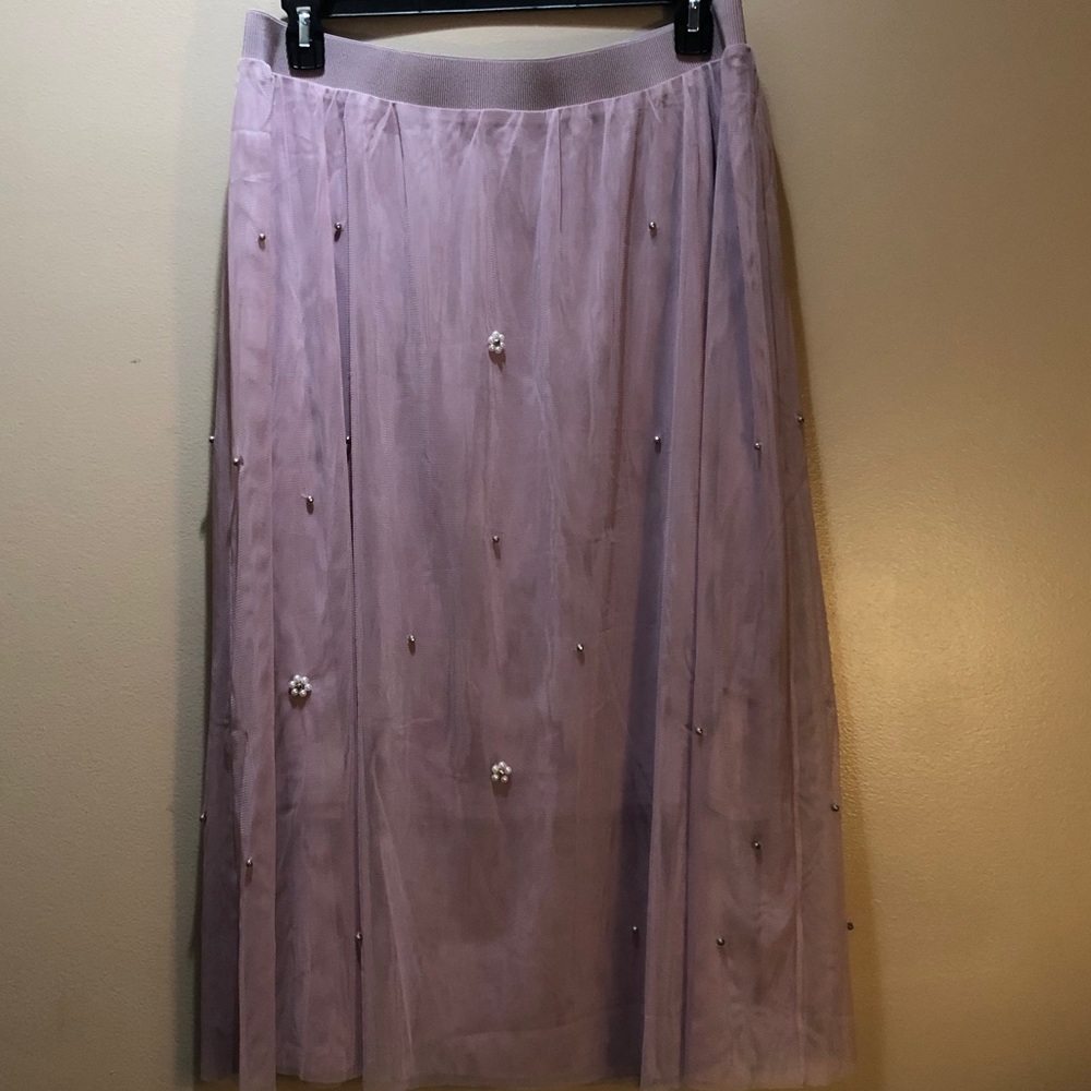 Pink tulle skirt with beads